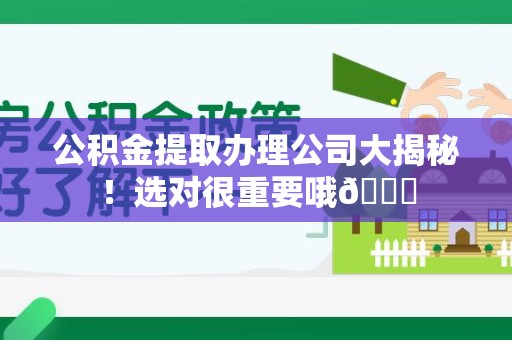 大田公积金提取办理公司大揭秘！选对很重要哦😎