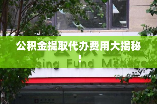 大田公积金提取代办费用大揭秘! 大田公积金提取代办费用大揭秘!