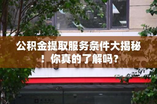 大田公积金提取服务条件大揭秘！你真的了解吗？