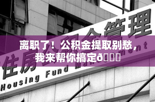 大田离职了！公积金提取别愁，我来帮你搞定😎