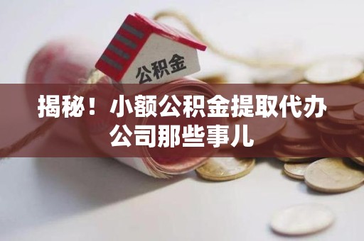 大田揭秘！小额公积金提取代办公司那些事儿